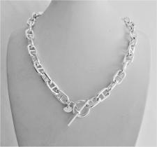 Sterling silver anchor chain necklace 10mm. T-bar closure.