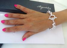 Chiusura a barretta bracciale in argento 925 rolo ovale 10mm