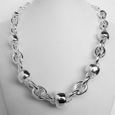 Sterling silver necklace. Women's graduated ''Barilotto'' link chain 18-10mm.