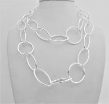 Solid sterling silver link chain necklace. Length 80cm, 75 grams. Made in Italy.