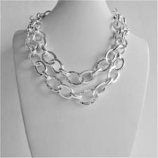 Sterling silver textured link necklace length 90 cm