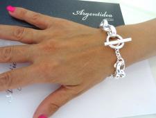 Sterling silver polished oval link toggle bracelet