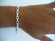 Sterling silver men's oval link bracelet