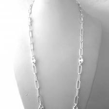 Collana catena paperclip lunghezza 90 cm in argento 925