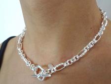 Collana in argento 925 massiccio catena figaro alternata 4+1