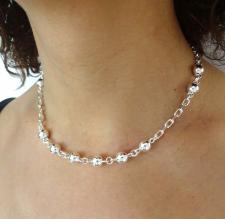 Made in italy sterling silver bead necklace 8mm 