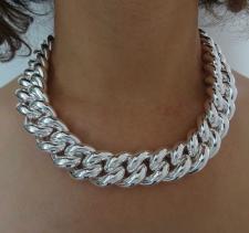 Sterling silver large hollow curb necklace 