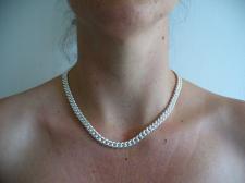 Women's sterling silver hollow curb necklace 7mm