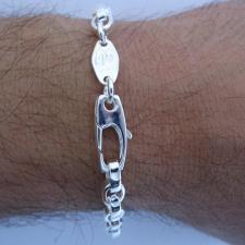 Silver oval link bracelet for men