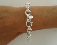 925 sterling silver textured link bracelet 10mm