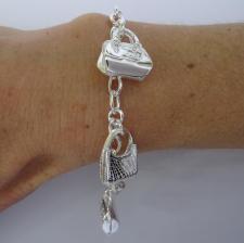 Silver bag charm bracelet