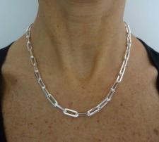 Square paperclip chain in sterling silver