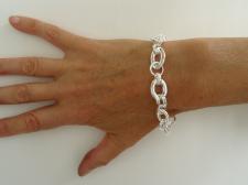 Textured link bracelet in sterling silver italy