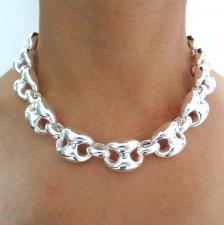 Sterling silver maglia marina link necklace 20mm, 98 grams.