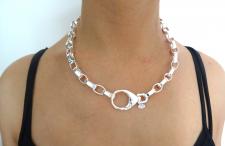 Chunky oval rolo' necklace in sterling silver made in italy