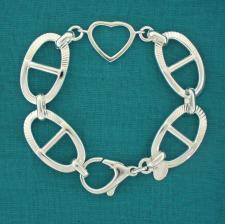 Solid heart bracelet in sterling silver