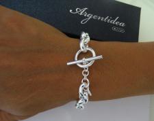 Bracciale catena ovale e barretta in argento 925