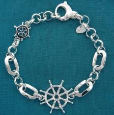Sterling silver ship's wheel bracelet