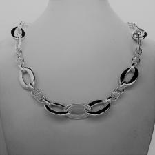 Sterling silver handcrafted asymmetrical link necklace 15mm.