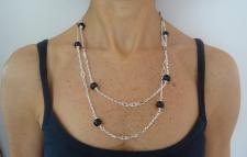 Silver necklace with onyx beads
