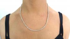 Solid 925 silver Rope chain necklace 3mm made in italy