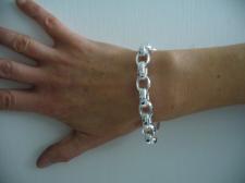 Sterling silver oval belcher bracelet 11mm. Silver oval link bracelet