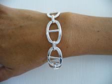 Handmade textured oval link bracelet
