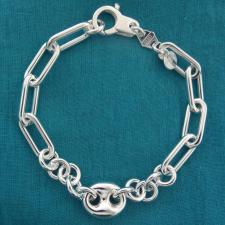 925 sterling silver bracelet. Paperclip and mariner link bracelet 12mm.