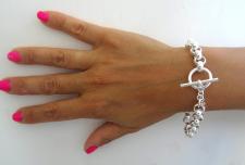 Braccialetto catena rolo' tondo in argento 925 chiusura toggle