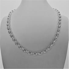 Solid sterling silver oval rolo link necklace 6,5mm. Oval belcher necklace.