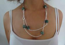 Sterling silver green agate necklace