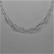 925 silver textured link necklace made in Tuscany