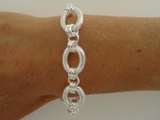 Sterling silver frosted link bracelet made in Italy
