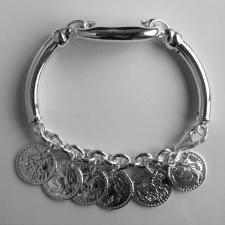 Silver bracelet with coin charms