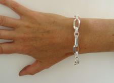 925 silver textured link bracelet 9mm