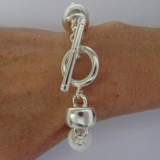 Sterling silver bracelet with white agate & natural madrepore