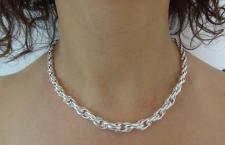 Graduated loose rope chain necklace in sterling silver