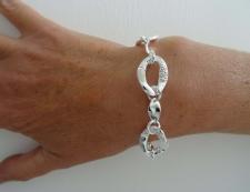 Croco texture link bracelet in sterling silver