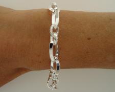 925 silver textured link bracelet 9mm