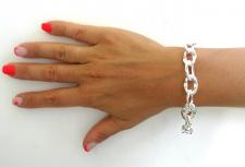 Solid 925 silver link bracelet made in italy
