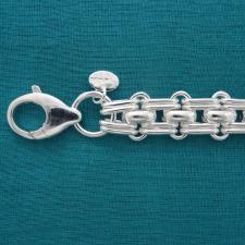 Sterling silver panther link bracelet