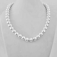 Sterling silver bead necklace 10mm. Length 45cm, weight 68 grams.