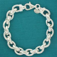 Women's 925 Italy silver bracelet. Oval & double oval link chain 9mm.