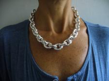 Silver oval link necklace 