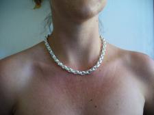 Oval belcher necklace in sterling silver