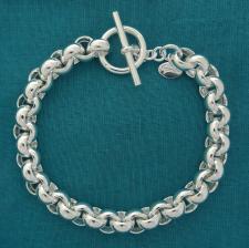 Braccialetto catena rolo' tondo in argento 925 chiusura toggle