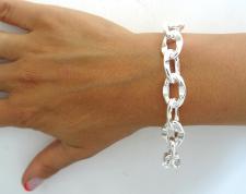 Solid 925 silver link bracelet made in italy