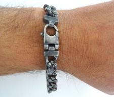 Bracciale uomo argento catena con viti
