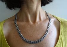 Oxidized sterling silver curb necklace 10mm