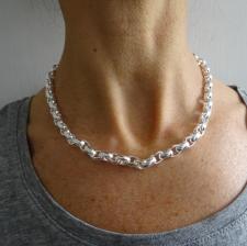 Solid sterling silver oval rolo chain